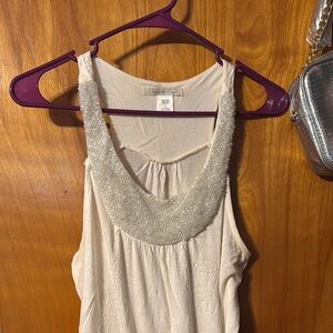 Charlotte Russe cream Embellished Sleeveless Tank Top
